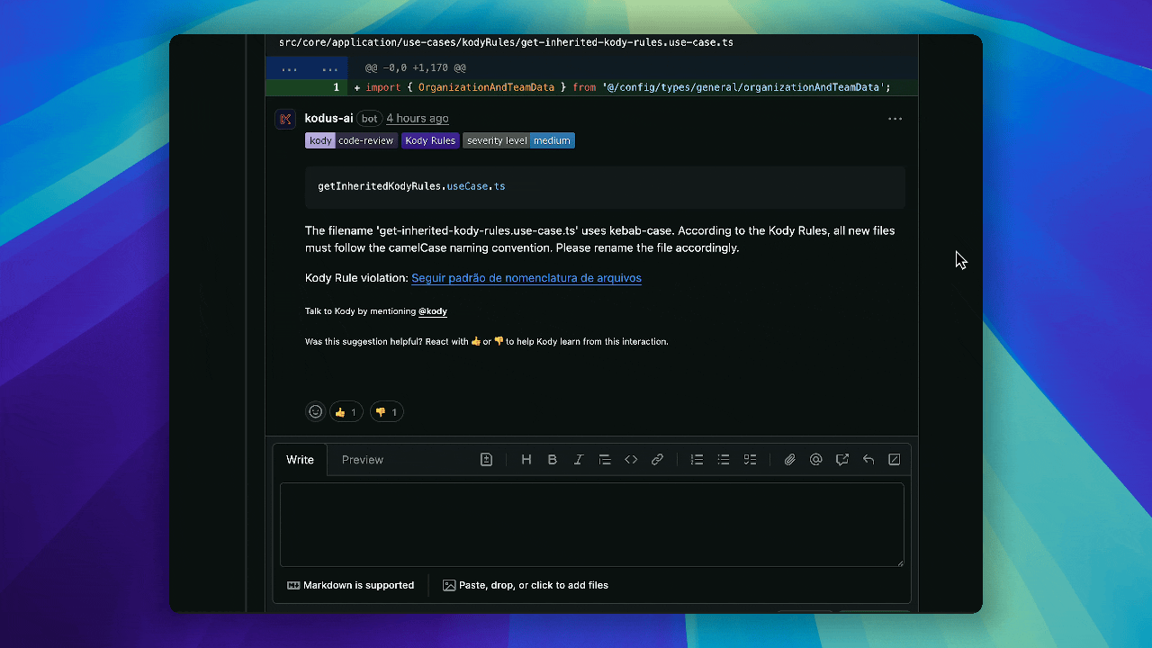 Example of using a plugin in a suggestion