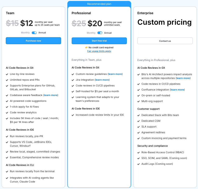pricing bito
